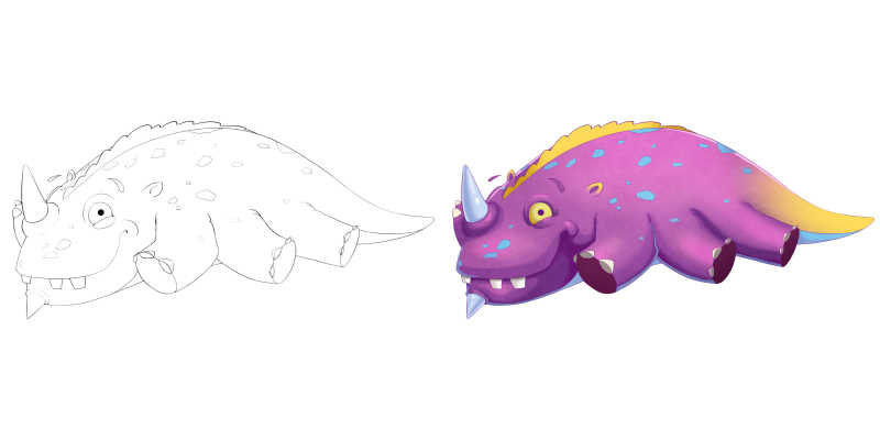 手绘怪物沉睡恐龙