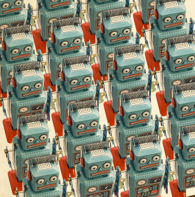 排列整齐的卡通机器人