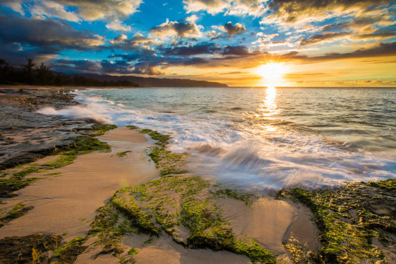夏威夷海滩日落风景