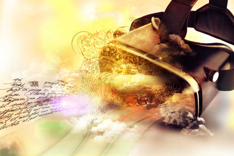 3D虚拟眼镜前的三维模拟街道