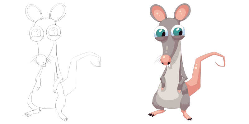 白色背景下的卡通老鼠