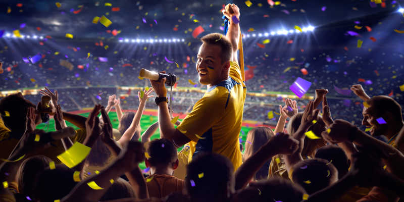 球迷在看台上欢呼