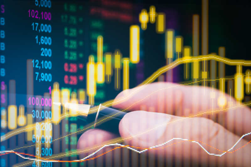 证券市场的财务数据烛光图