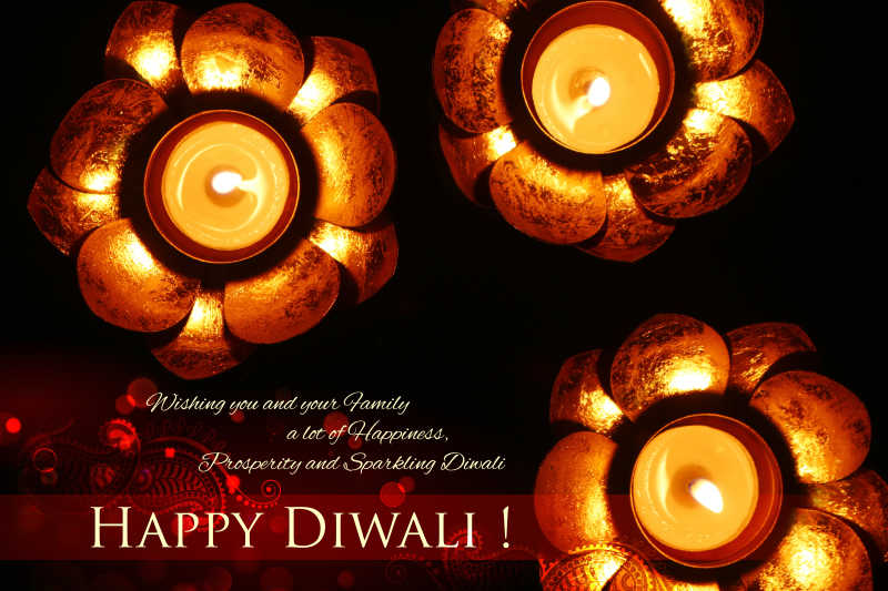 印度排灯节莲花灯的特写