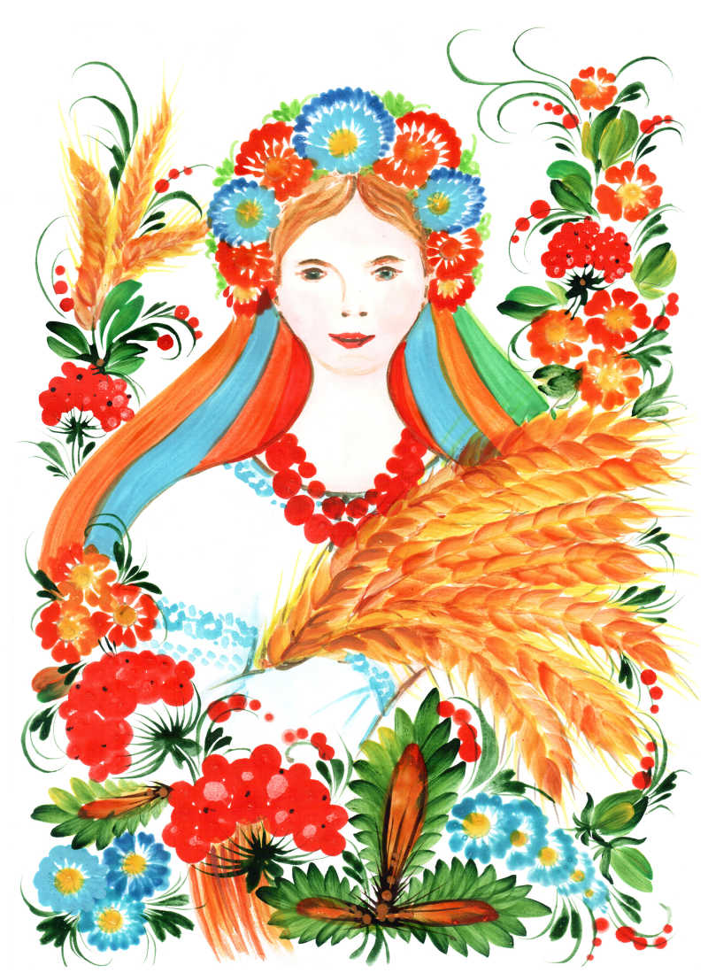 Графический рисунок украинской женщины