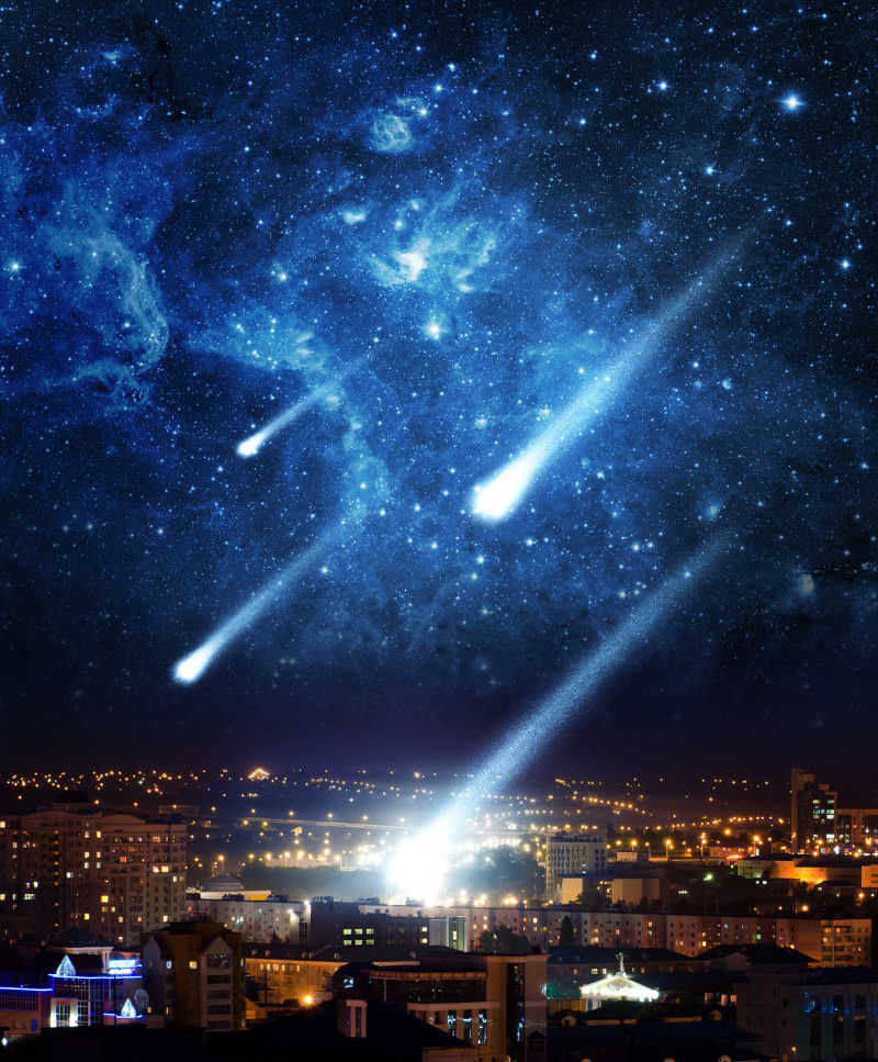 明亮的陨石群图片 撞击城市的流星群素材 高清图片 摄影照片 寻图免费打包下载
