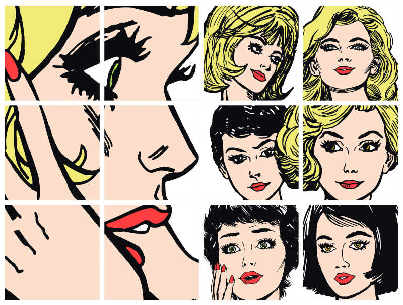 卡通少女头像拼图