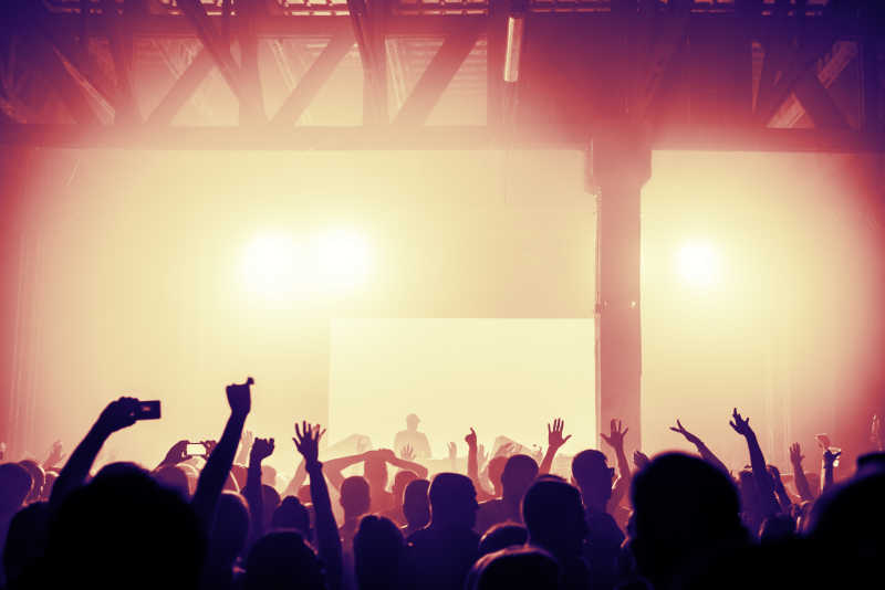 音乐会欢呼的歌迷