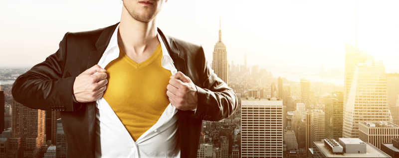 成功商人与超级英雄的力量