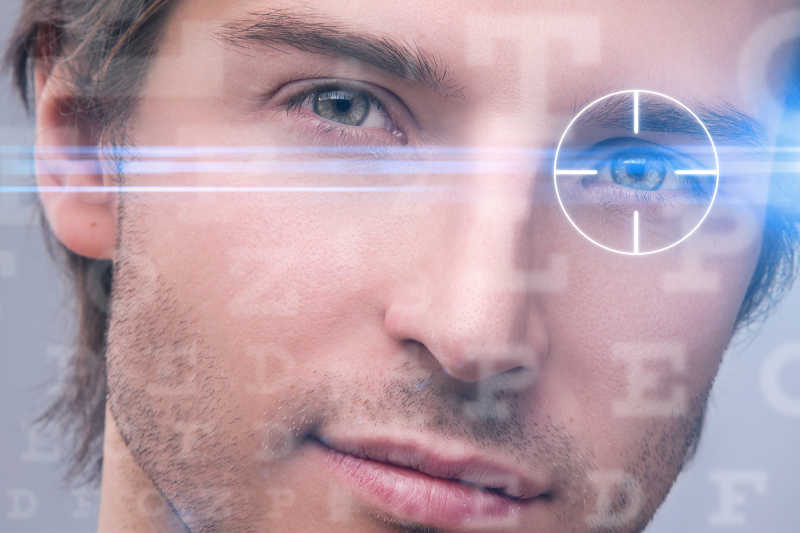 男人的脸与视力激光矫正