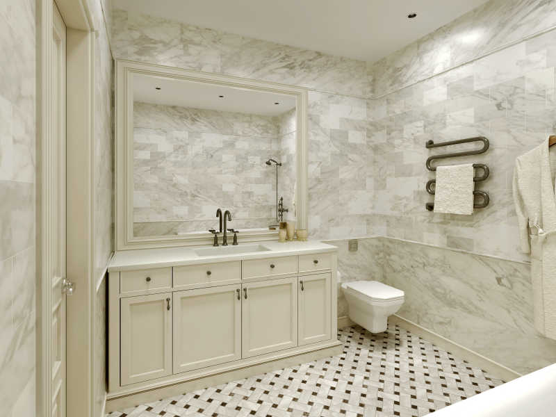 白色经典风格的浴室
