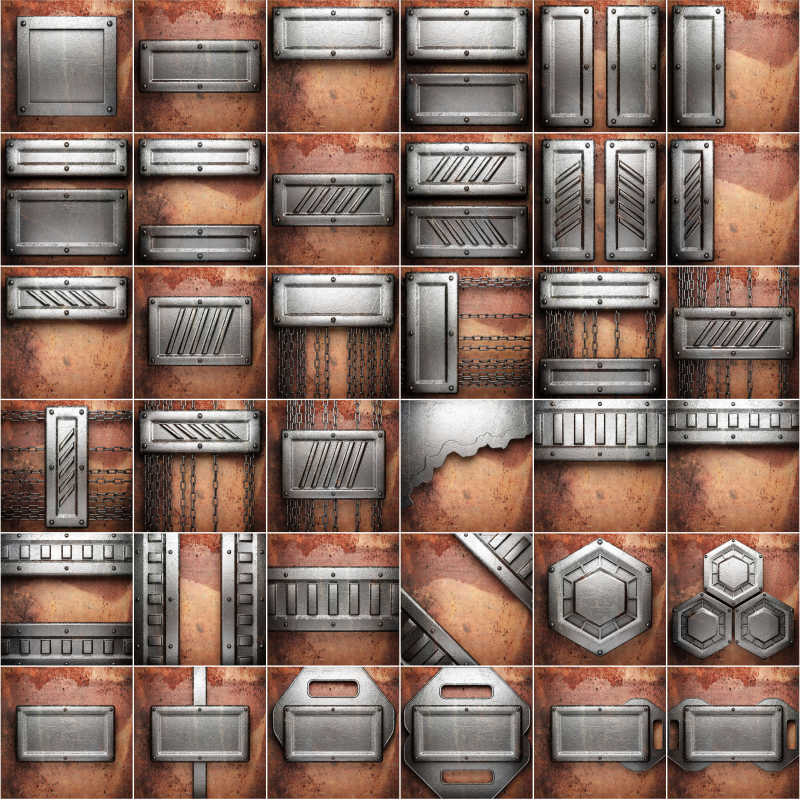 拼贴各种金属零件的背景图