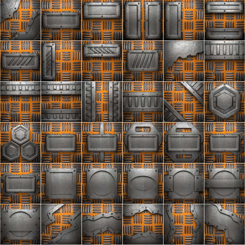 拼贴的金属零件背景