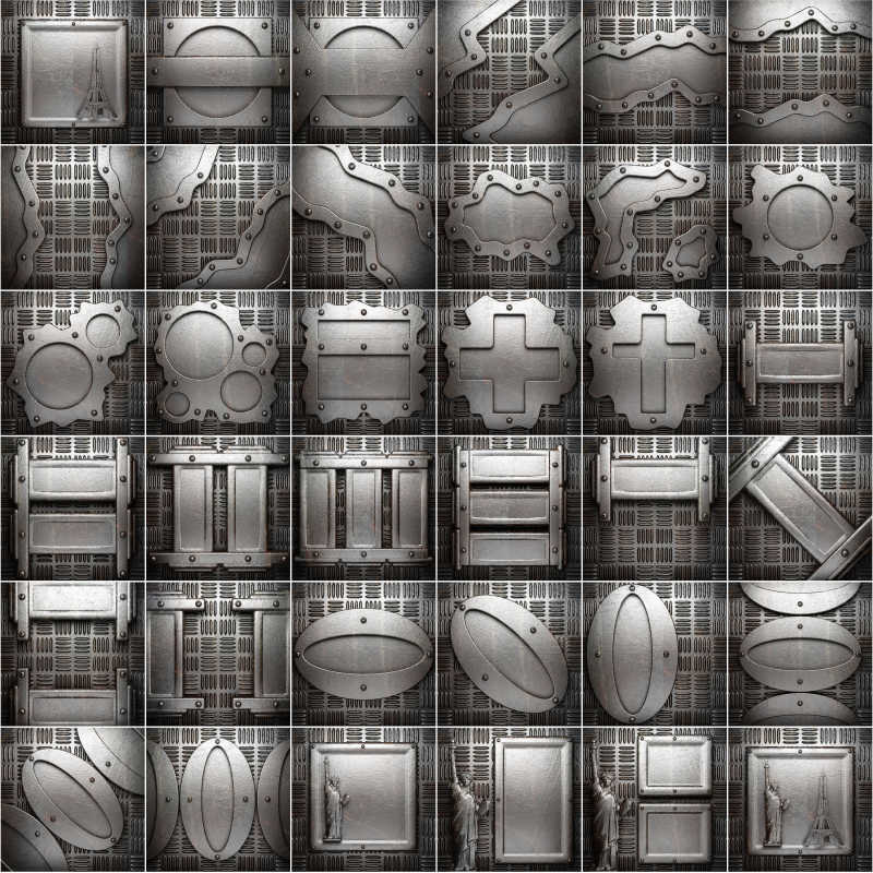 各种金属的拼贴背景