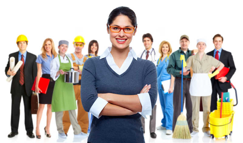 女商人带领业务团队