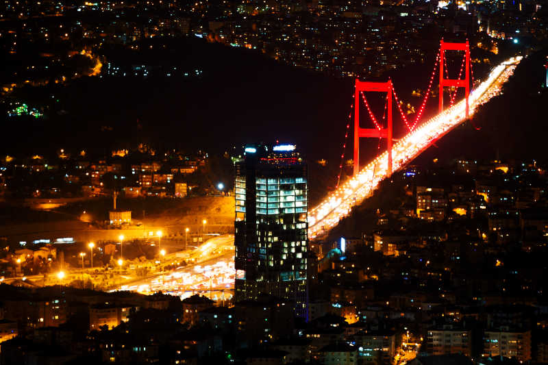 伊布尔的城市灯光和夜景