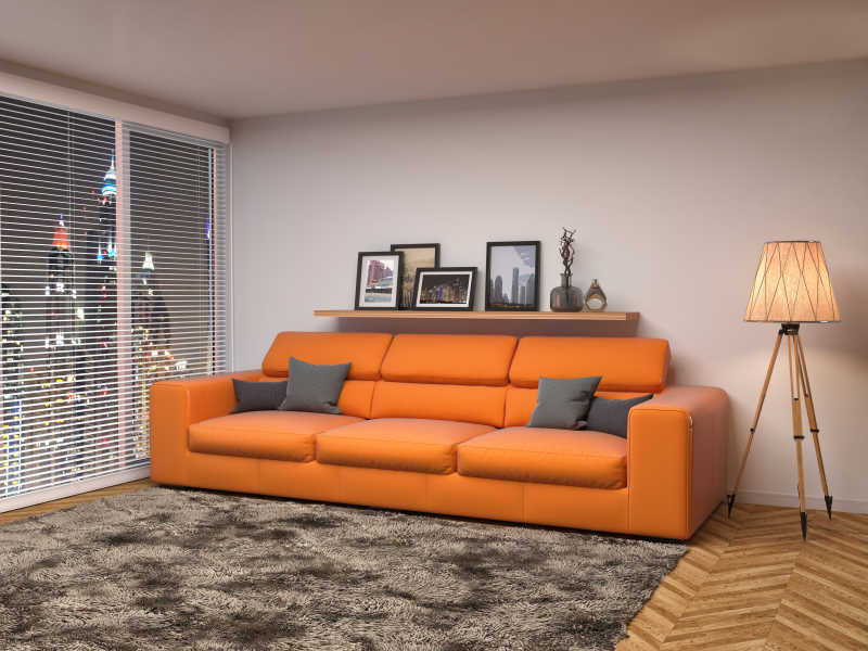 橙色沙发家装效果图图片