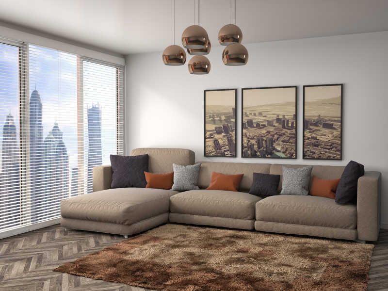 朴素质感的室内沙发渲染