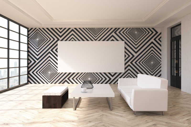 现代几何风格的客厅渲染图