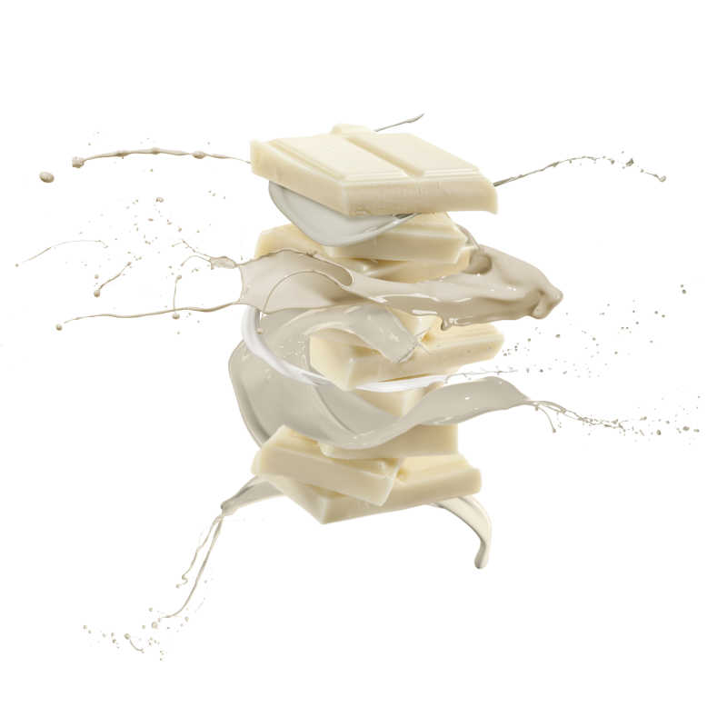 液体溅着白色巧克力