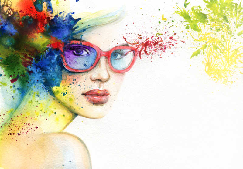 彩色水墨美女画像