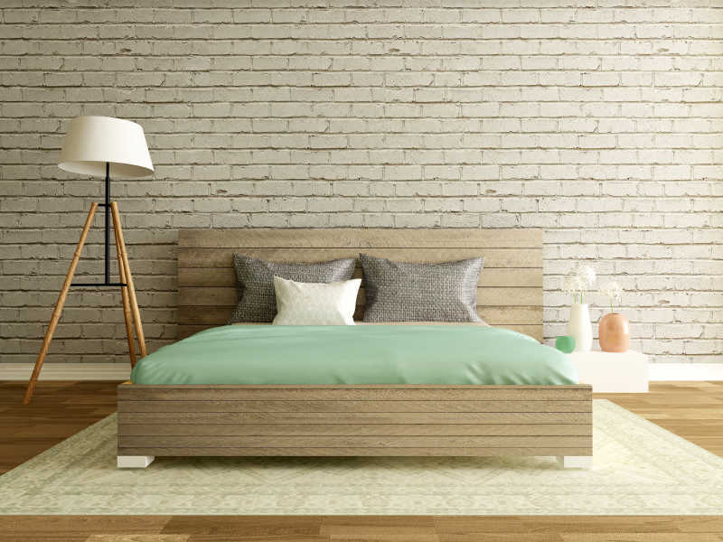 现代卧室的墙砖与家具