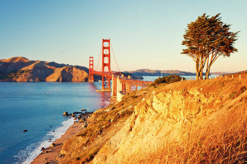 日落时的金门大桥