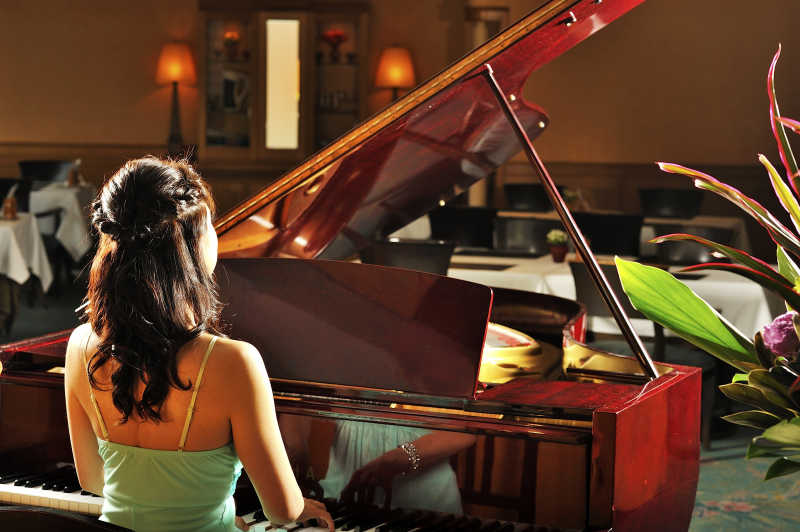 弹钢琴的淑女图片图片