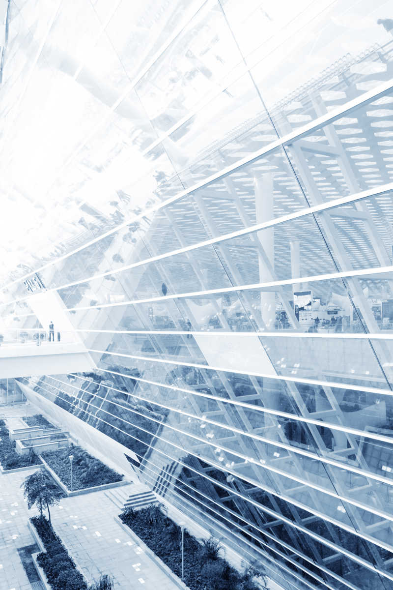 现代办公建筑内部的玻璃