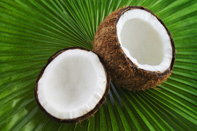 打开的成熟的椰子