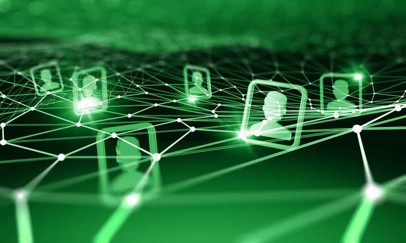 绿色模拟社会连线概念背景