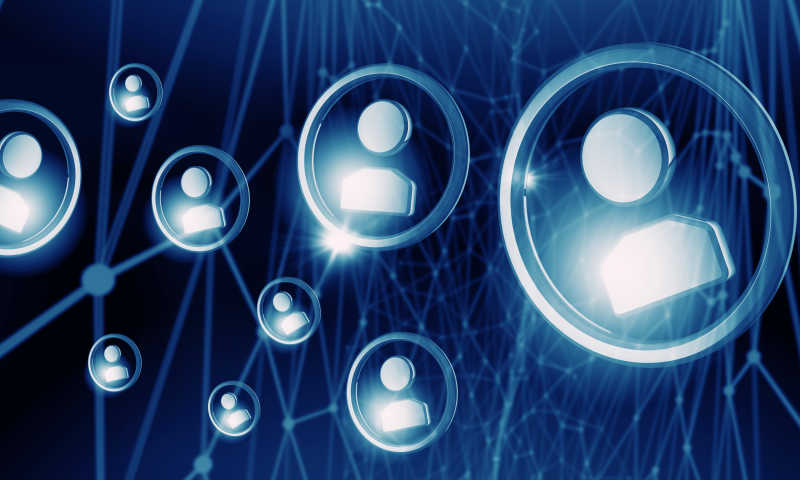 蓝色背景上社会网络概念