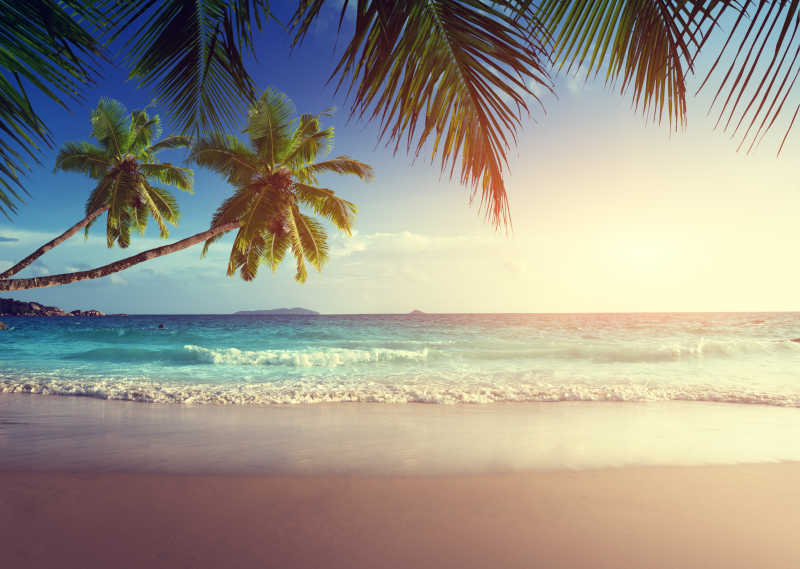 海滩美丽的日落