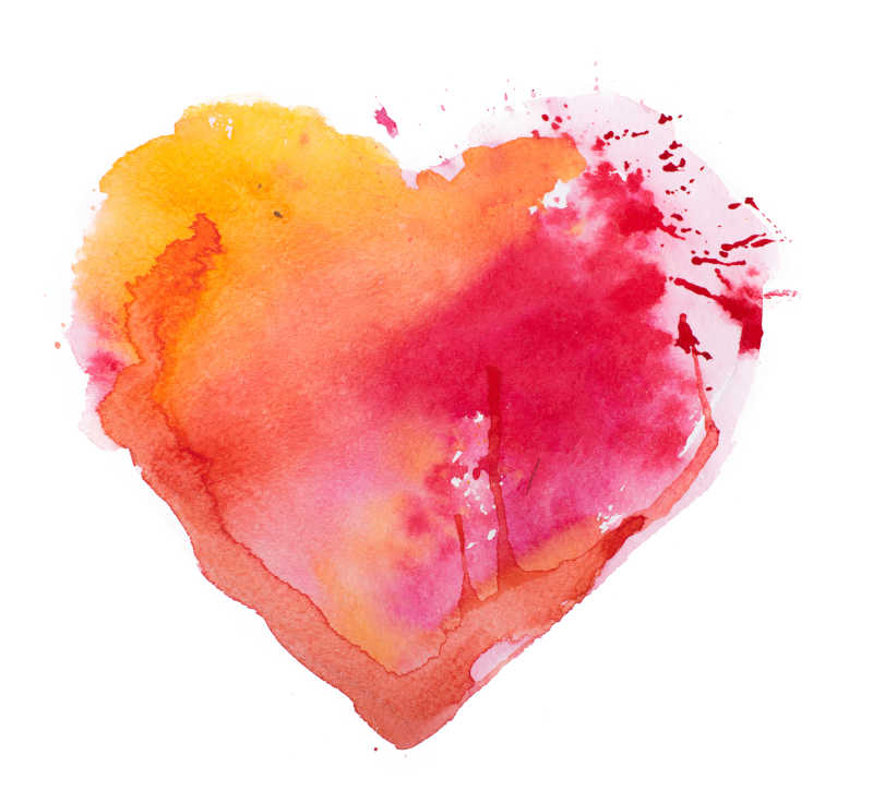 水彩绘制的彩色心