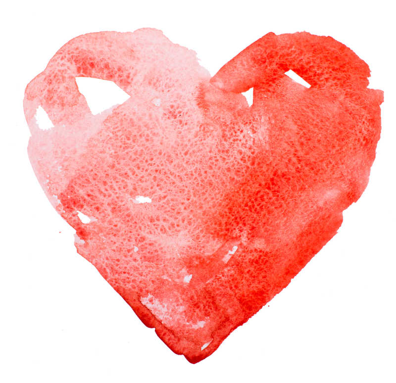 水彩红色心形