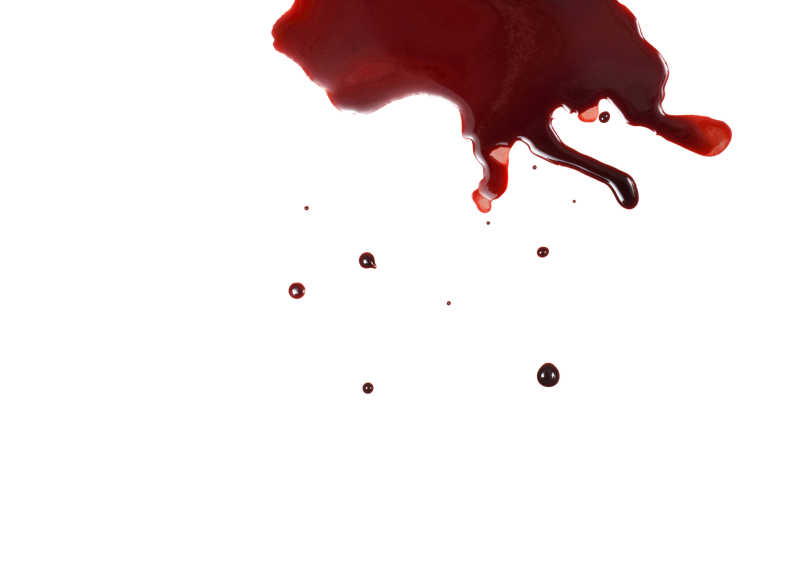 白色背景下的鲜红血迹
