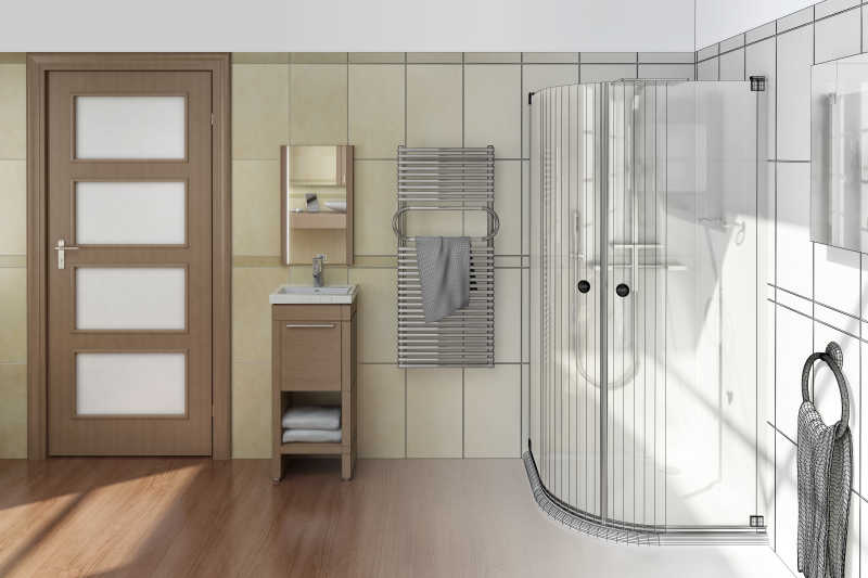 带淋浴的浴室设计