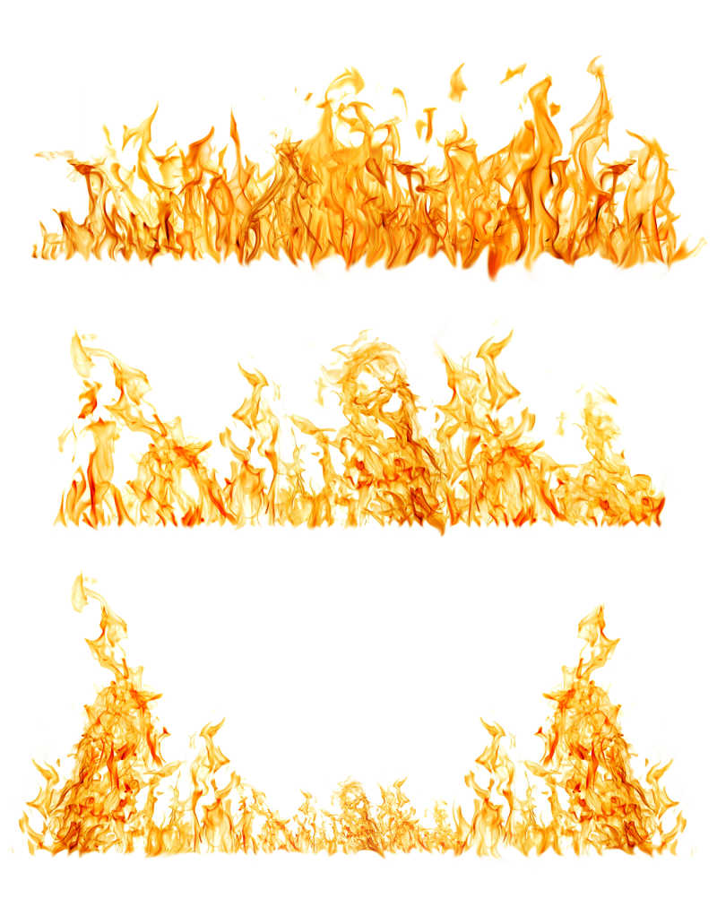 白色背景中的橙色火焰