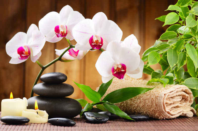 SPA的毛巾和蜡烛