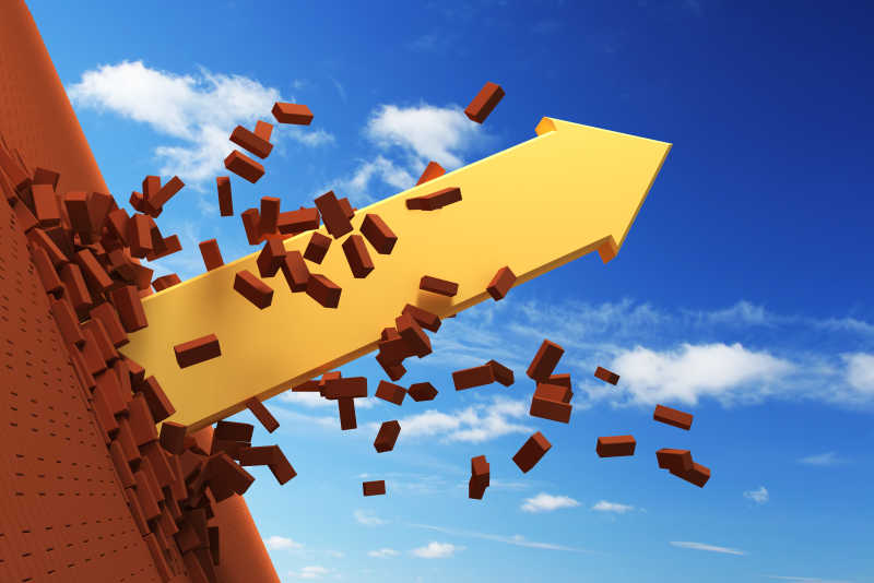 射出砖墙的3D箭头