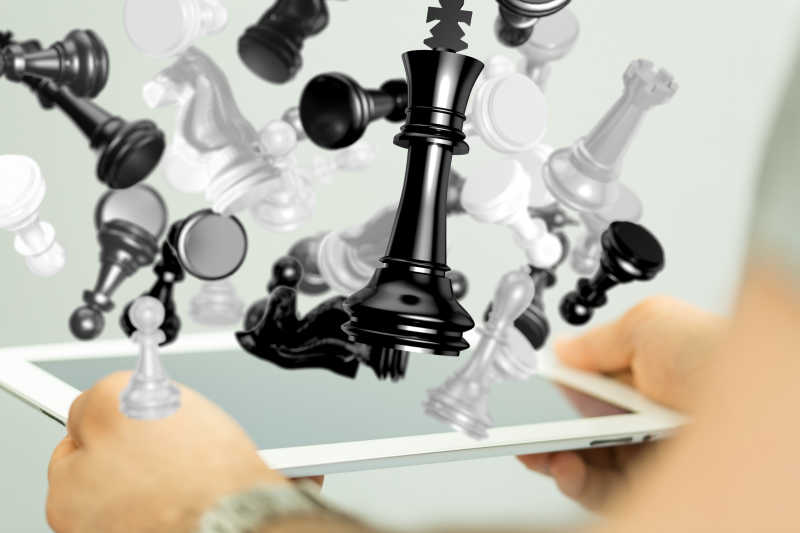 平板电脑上的虚拟棋子