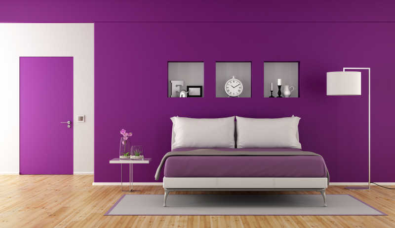 现代室内设计紫色卧室