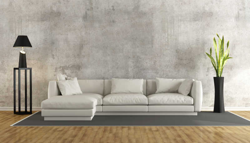 简约客厅的墙和地毯