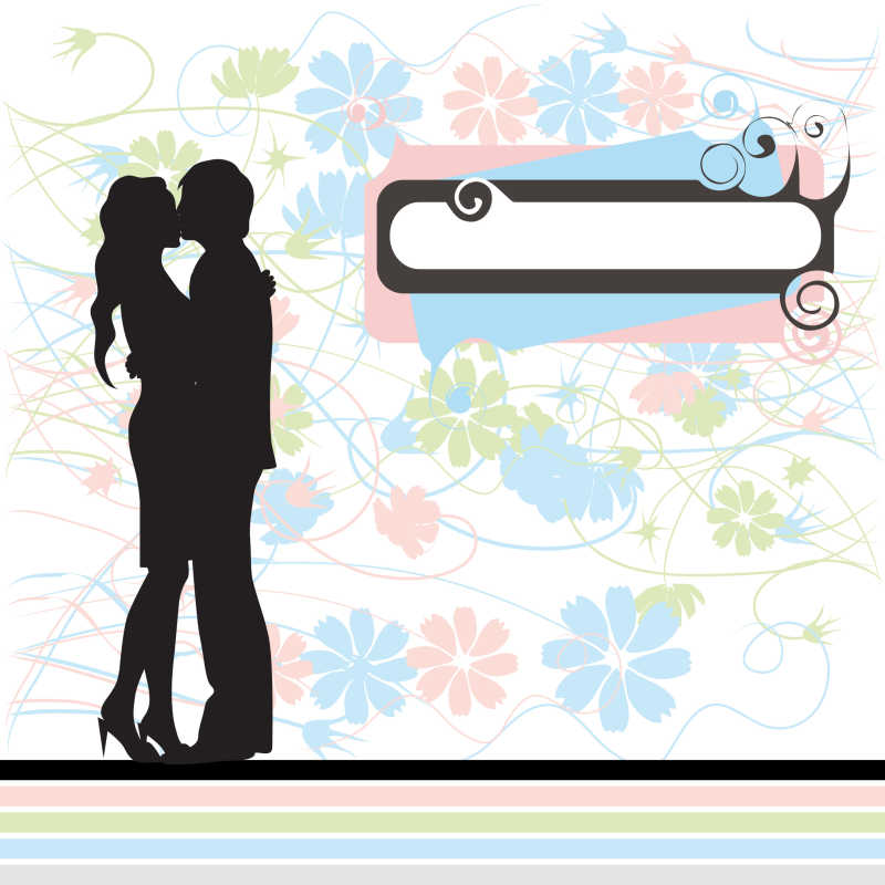 接吻的情侣剪影背景