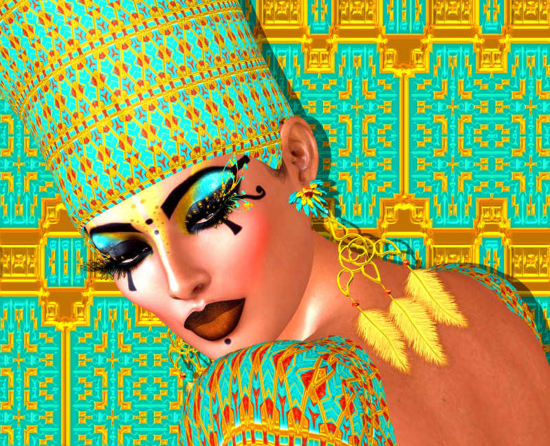 埃及女王用金和绿松石装饰自己