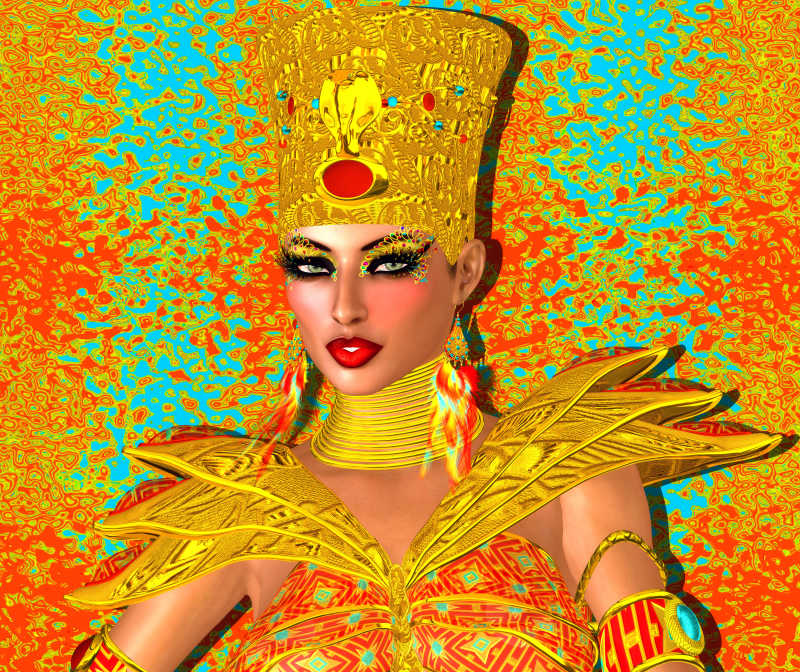 埃及艳后佩戴着黄金首饰