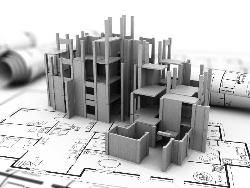 图纸上的建筑模型