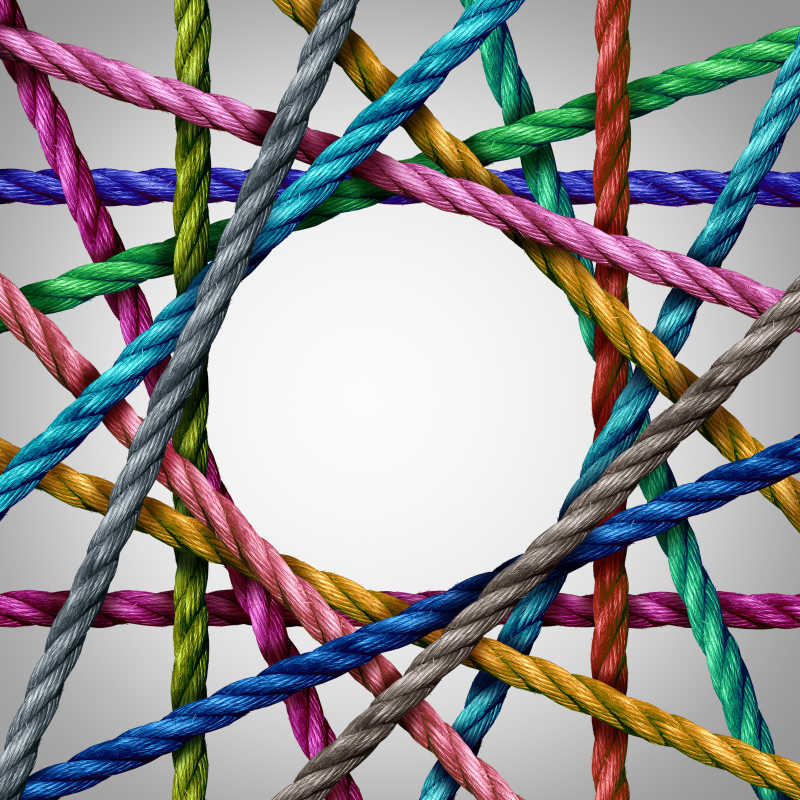 彩色的排列重叠的绳子