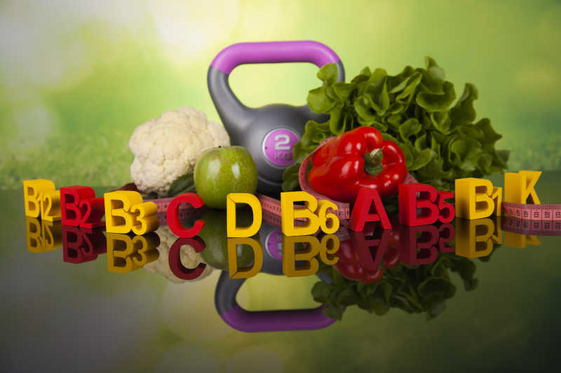 健康锻炼和营养饮食概念背景