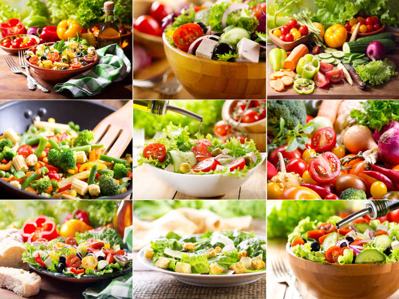 九宫格的蔬菜沙拉